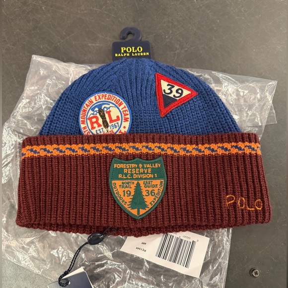 Polo Ralph Lauren Expedition Patch Beanie | Red Multi, OS, $88.00 MSRP, - Picture 6 of 12